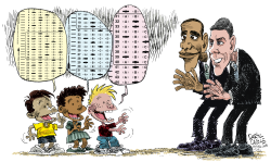 ARNE DUNCAN AND OBAMA LOVE SCHOOL TESTING  by Daryl Cagle