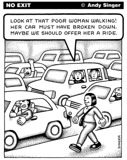 DRIVER VIEW OF PEDESTRIANS by Andy Singer