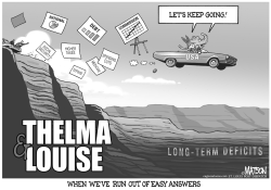 THELMA & LOUISE RUN FROM DEFICIT COMMISSION RECOMMENDATIONS by R.J. Matson