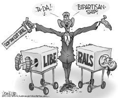 OBAMA AND LIBERALS BW by John Cole