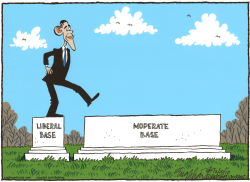 OBAMA STEPS TO THE MIDDLE by Bob Englehart
