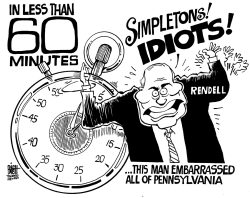 LOCAL- PA ED RENDELL BLOWS UP ON 60 MINUTES, B/W by Randy Bish
