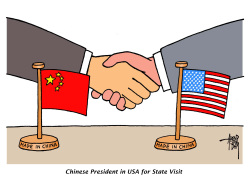 CHINESE PRESIDENT IN USA FOR STATE VISIT by Arend Van Dam