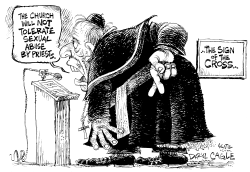 PRIEST ABUSE VOTE CROSS by Daryl Cagle