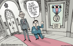 HU ON NOBEL PRIZE  by Mike Keefe