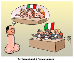 BERLUSCONI AND 3 FEMALE JUDGES by Arend Van Dam