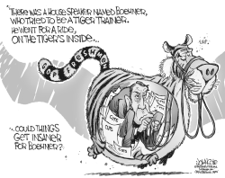 BOEHNER AND THE TIGER BW by John Cole