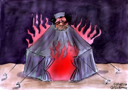 MOAMMAR GADHAFI TENT ON FIRE -  by Christo Komarnitski