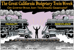 CALIFORNIA BUDGET TRAIN WRECK  by Monte Wolverton