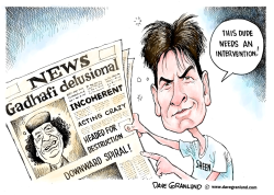 CHARLIE SHEEN AND GADHAFI by Dave Granlund