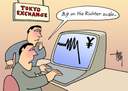 TOKYO EXCHANGE AND RICHTER SCALE by Arend Van Dam
