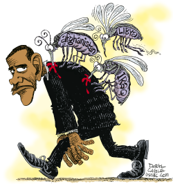 OBAMA AND LIBYA MOSQUITO  by Daryl Cagle