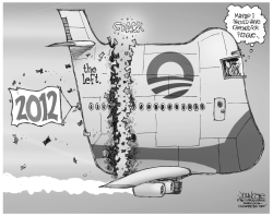 OBAMA DECLARES FOR 2012 BW by John Cole
