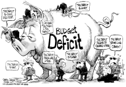 BLIND BUDGET DEFICIT PIG by Daryl Cagle