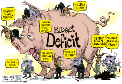 BLIND BUDGET DEFICIT PIG  by Daryl Cagle