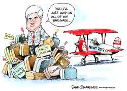 NEWT GINGRICH 2012 BAGGAGE by Dave Granlund