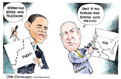 OBAMA AND ISRAEL BORDER by Dave Granlund