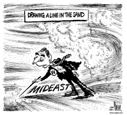 Bush Draws Line in Sand by Mike Lane