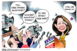 MICHELE BACHMANN AND MIGRAINES by Dave Granlund