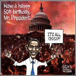 OBAMA TURNS 50 by Terry Mosher