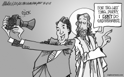 RICK PERRY AND JESUS  by Mike Keefe