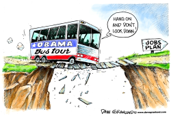 OBAMA BUS TOUR AND JOBS by Dave Granlund