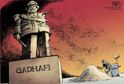 CRUMBLING GADHAFI  by Nate Beeler