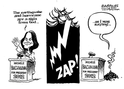 MICHELE BACHMANN EARTHQUAKE AND HURRICANE QUOTE by Jimmy Margulies
