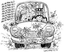 TALIBAN BUGS WINDSHIELD by Daryl Cagle