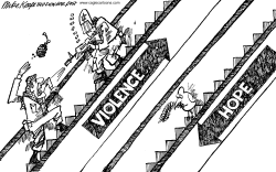Mid East Escalator by Mike Keefe