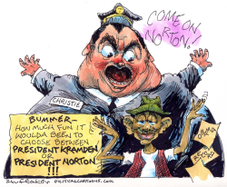THE HONEYMOONERS WITH CHRISTIE AND OBAMA by Sandy Huffaker