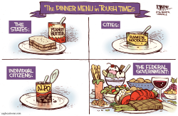 DINNER MENU IN TOUGH TIMES  by Rick McKee